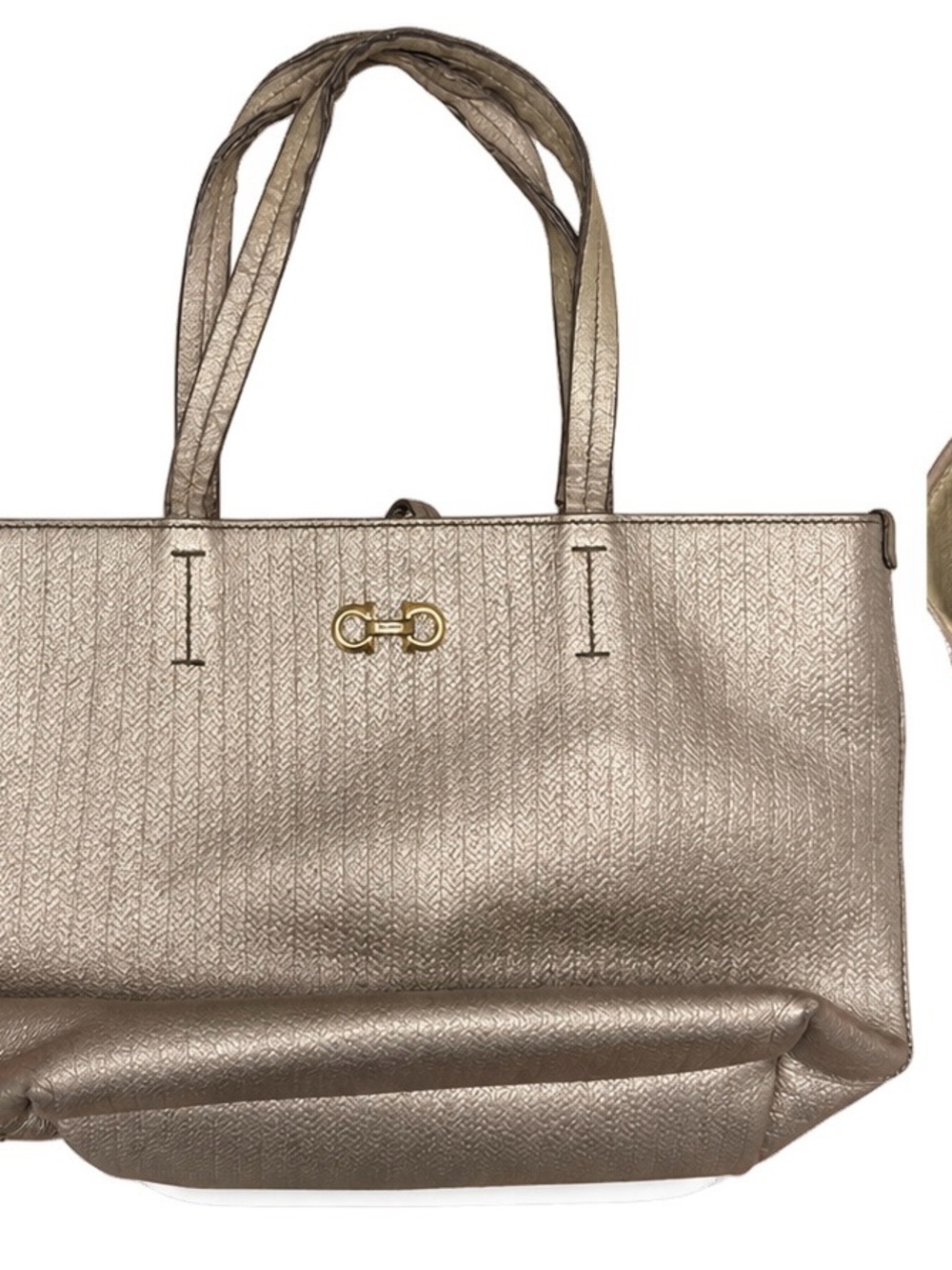 Salvatore Ferragamo Metallic Gold Textured Tote
